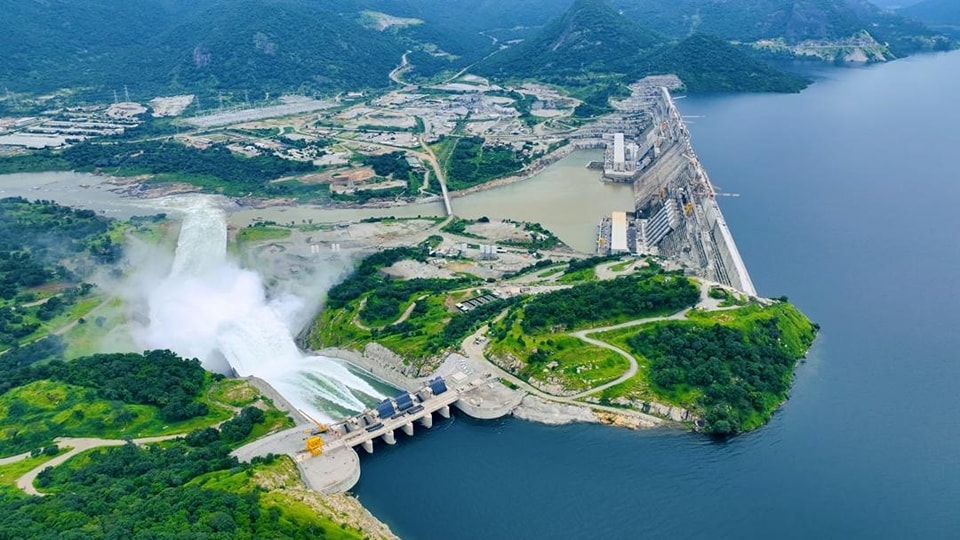 Aerial view of the Grand Ethiopian Renaissance Dam on the Blue Nile