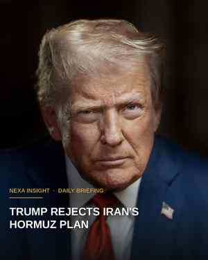 President Trump with headline overlay: Trump Rejects Iran's Hormuz Plan