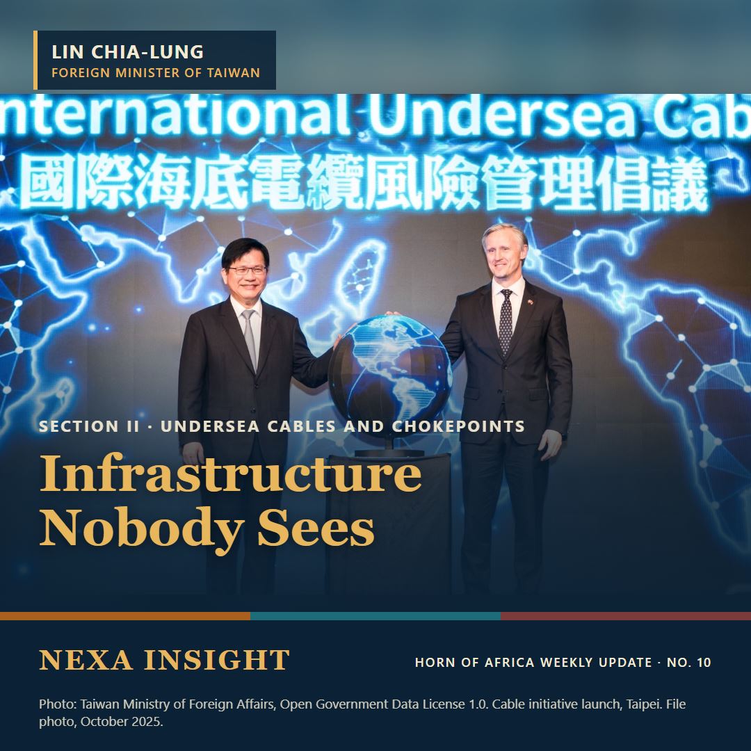 Lin Chia-lung, foreign minister of Taiwan, launches the International Undersea Cable Risk Management Initiative in Taipei. Card for Issue No. 10, Section II
